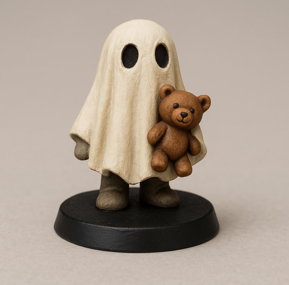 Ghost Kid Figurine with Teddy Bear